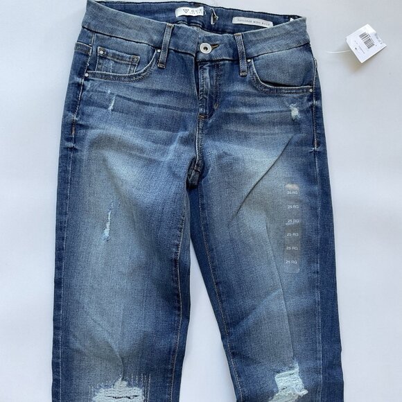 Guess Women’s Tailored Mini Boot Cut Jeans In Blue Denim Size 25 - Picture 5 of 11